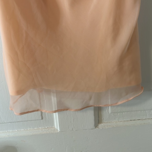 True Meaning Vintage Y2K Peach Chiffon Lace Asymmetrical Top 14 - Picture 7 of 7